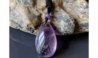 Amethyst stone drilled pendant A