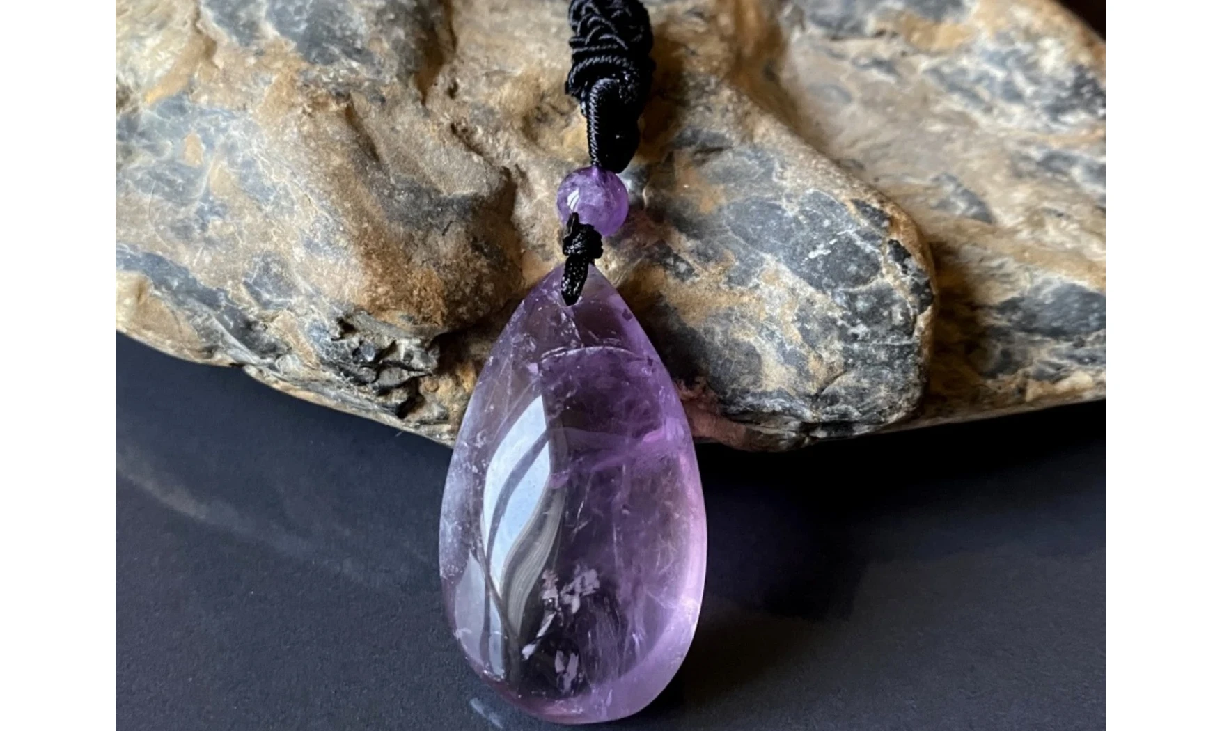 Amethyst stone drilled pendant A