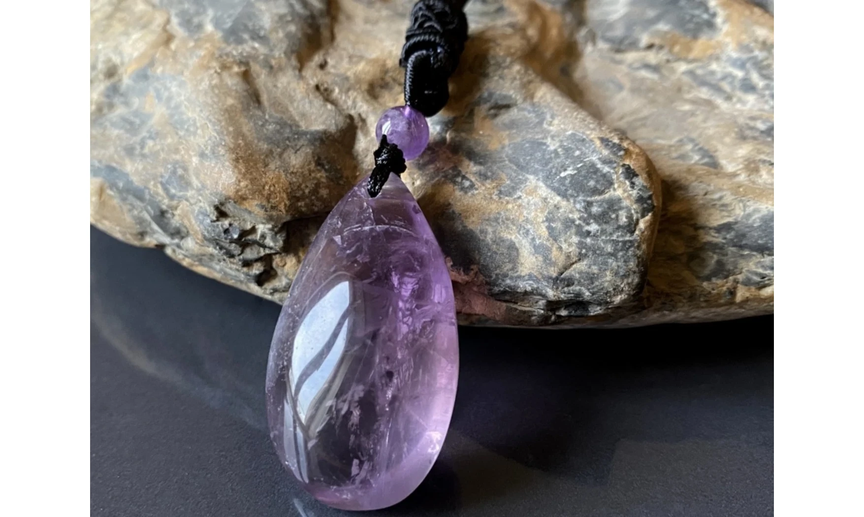 Amethyst stone drilled pendant A