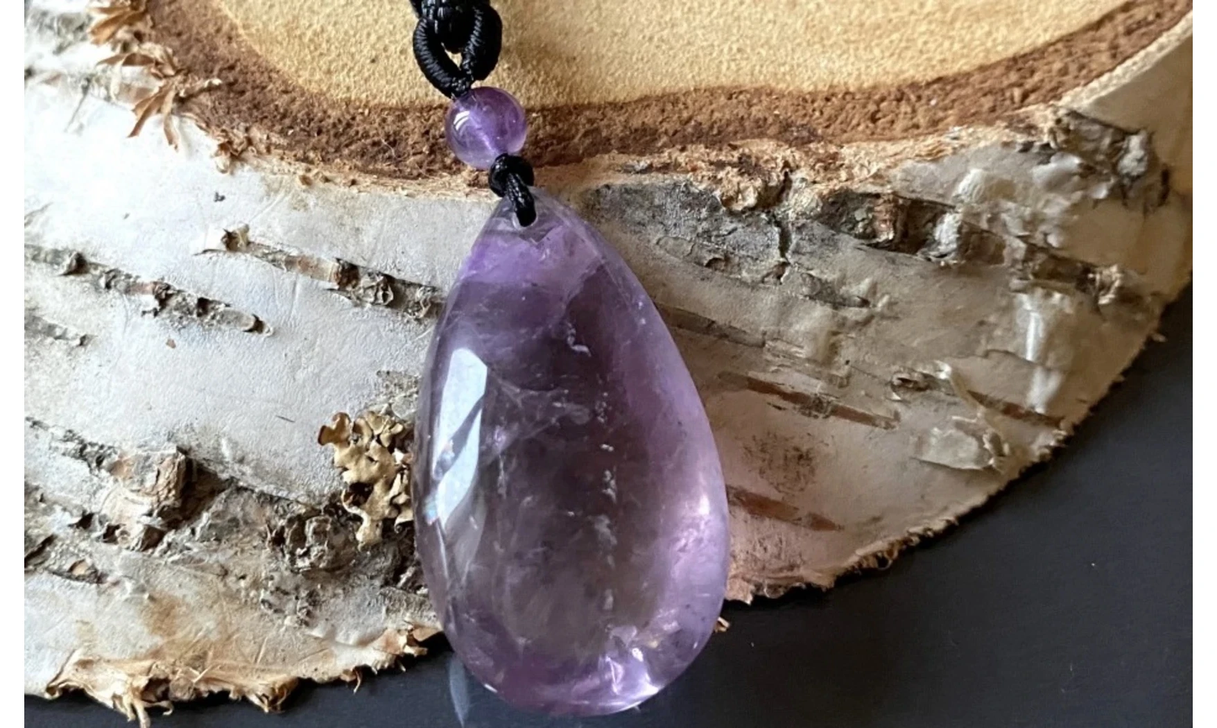 Amethyst stone drilled pendant A