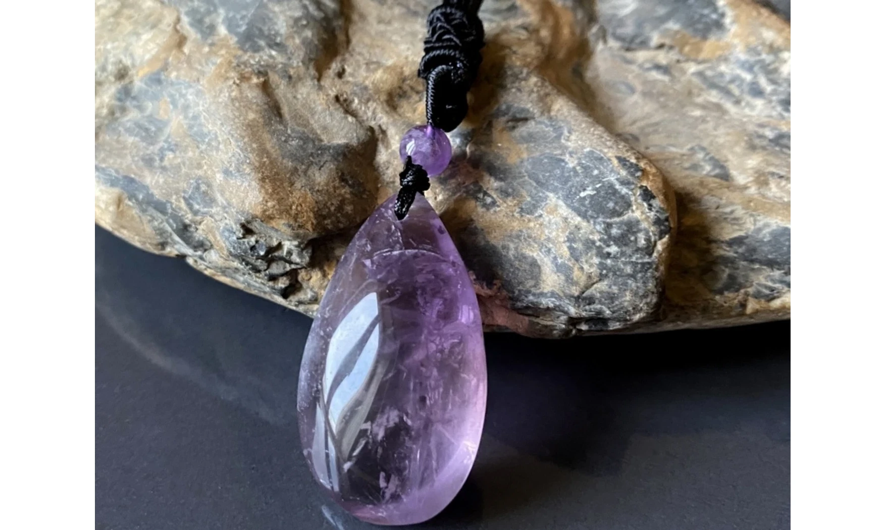 Amethyst stone drilled pendant A