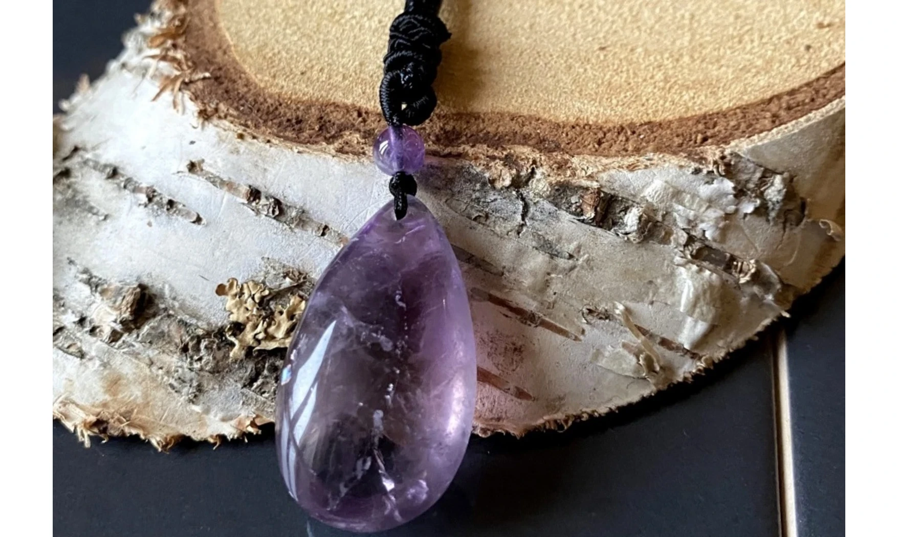 Améthyste pierre percée pendentif A