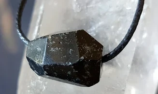Black Tourmaline stone drilled pendant