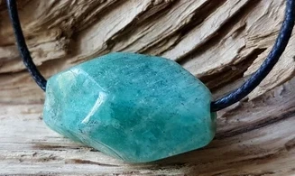 Amazonite stone drilled pendant
