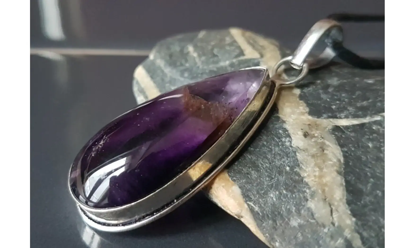 Améthyste pierre pendentif & Argent