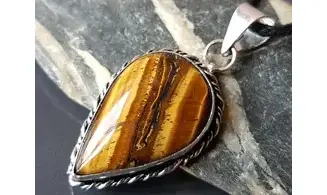 Oeil de Tigre 2 pendentif & Argent