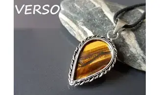 Oeil de Tigre 2 pendentif & Argent