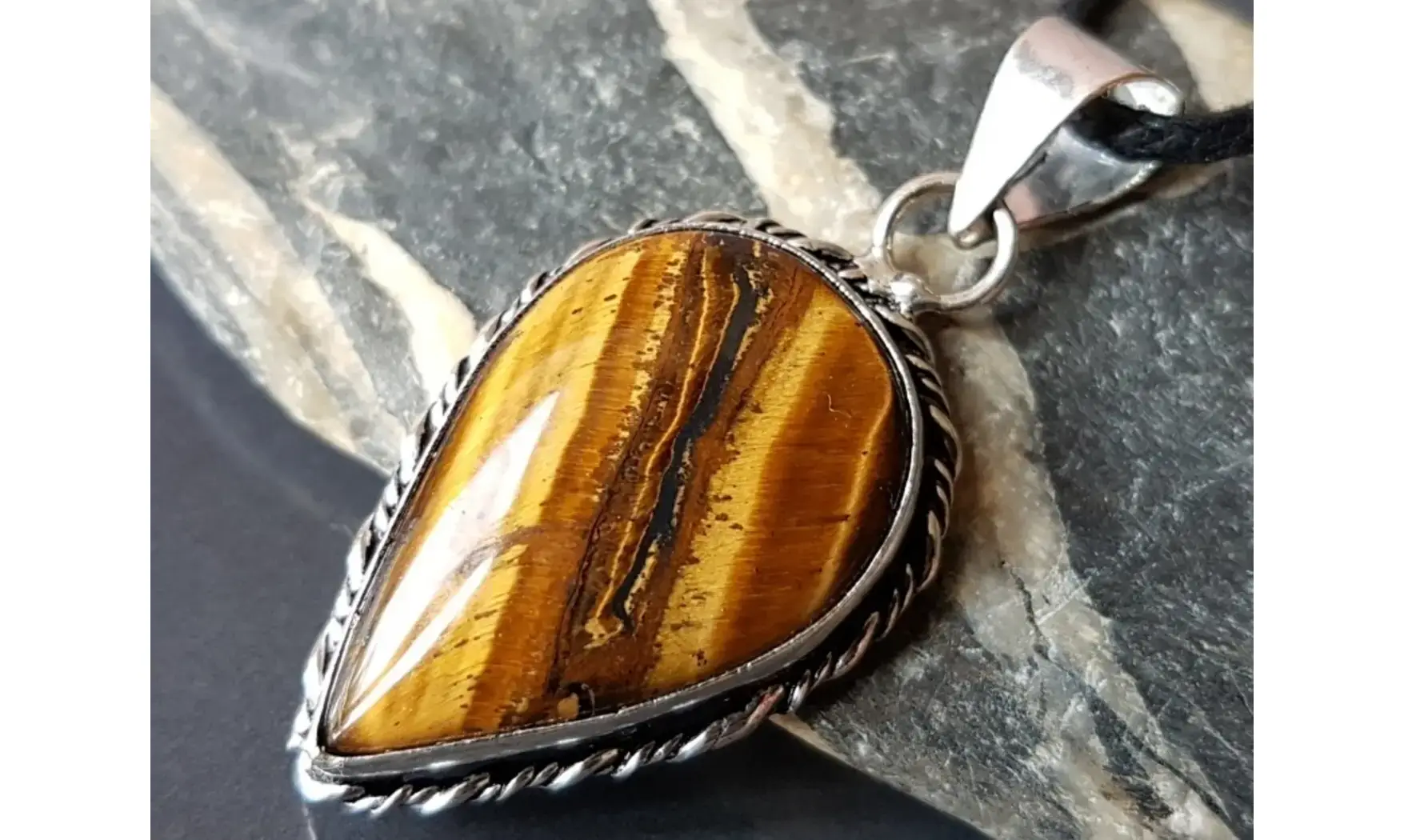 Oeil de Tigre 2 pendentif & Argent