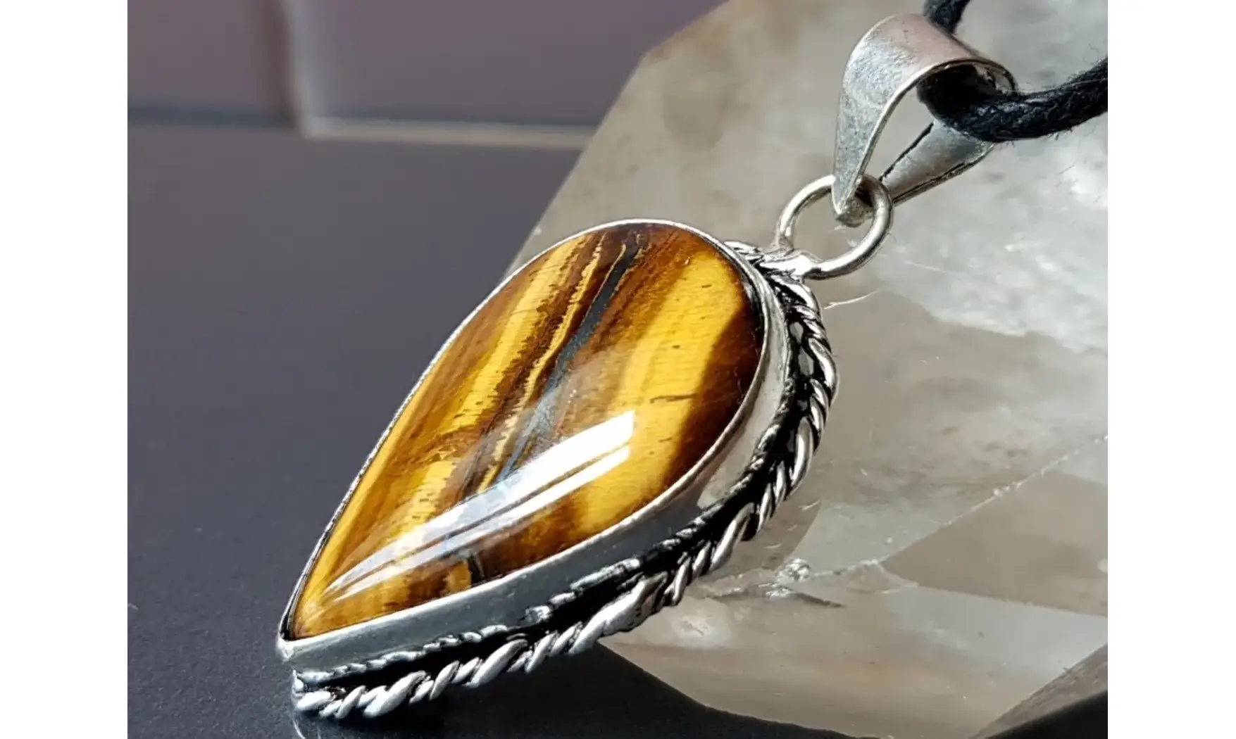 Oeil de Tigre 2 pendentif & Argent