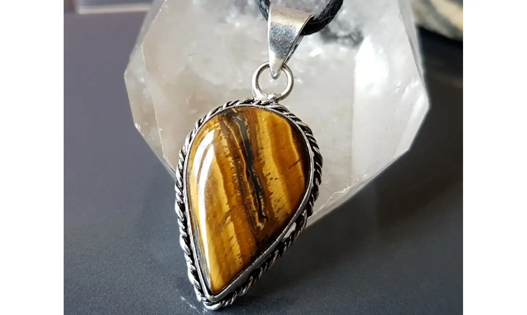 Oeil de Tigre 2 pendentif & Argent