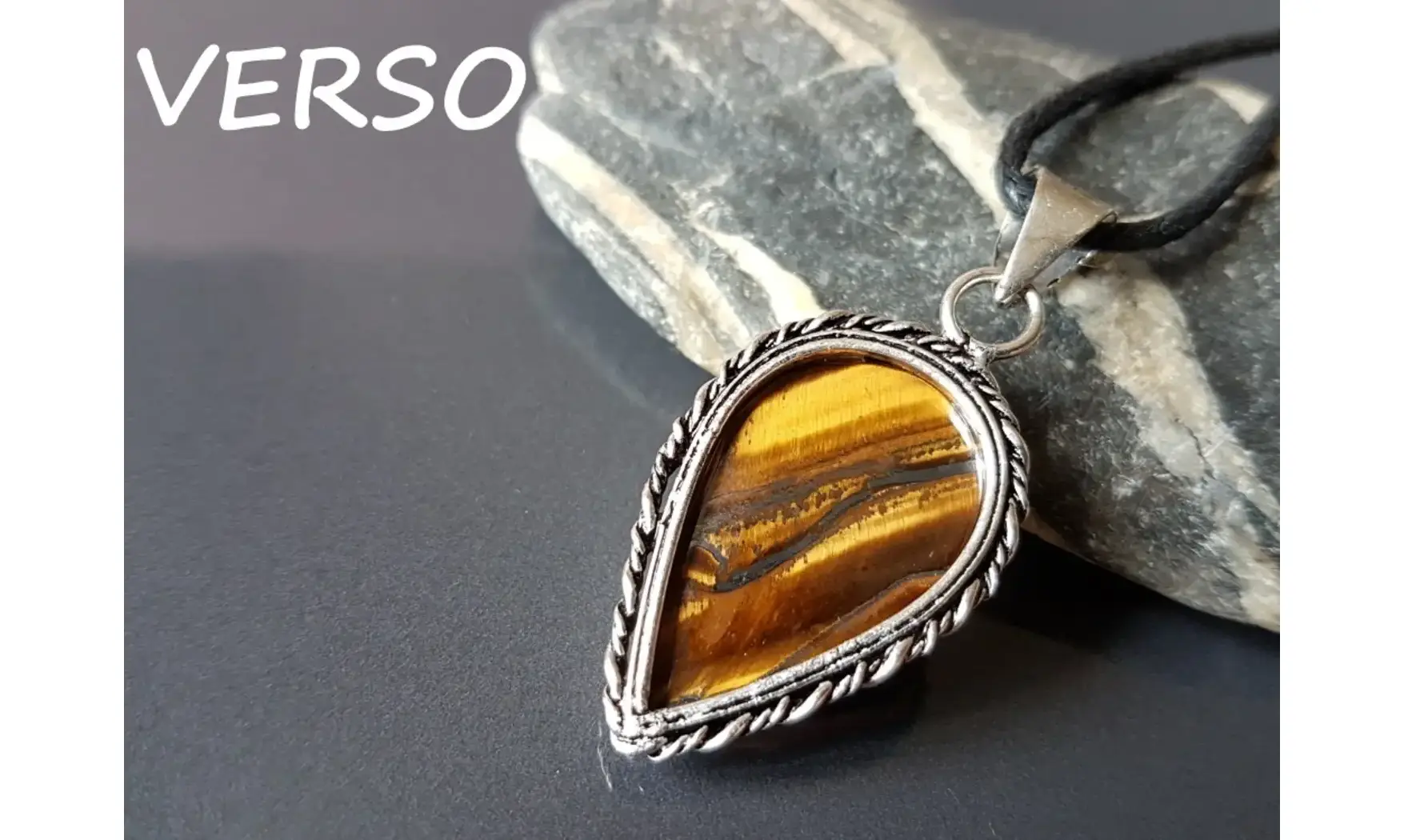Oeil de Tigre 2 pendentif & Argent