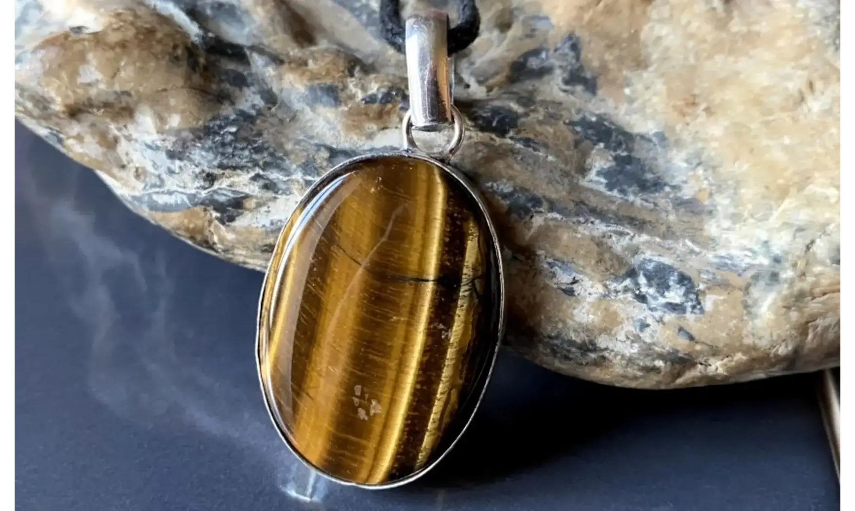 Oeil de Tigre 3 pendentif & Argent