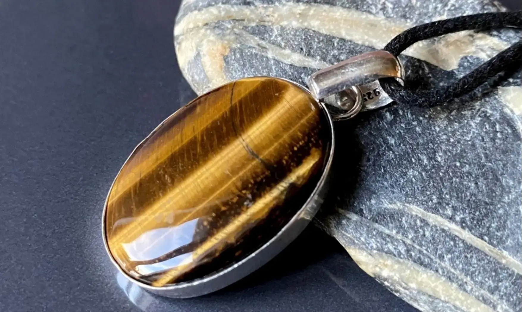 Oeil de Tigre 3 pendentif & Argent