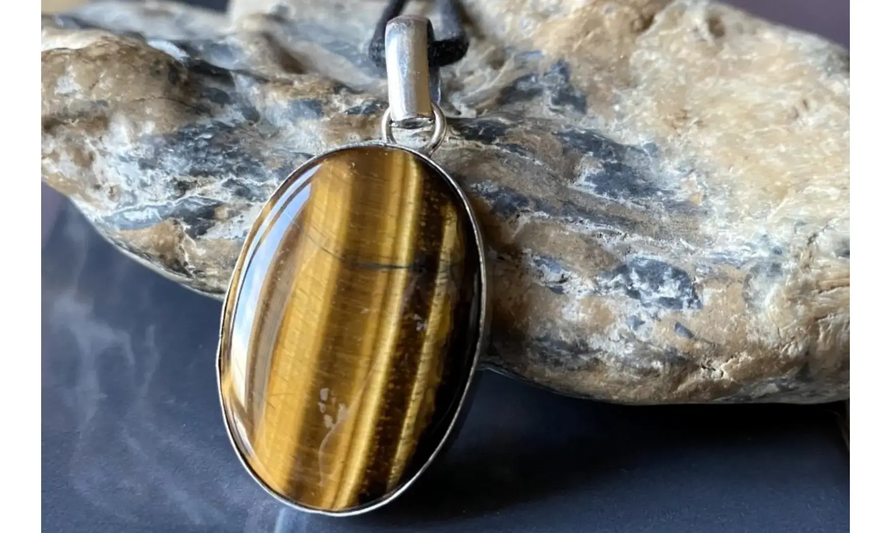 Oeil de Tigre 3 pendentif & Argent