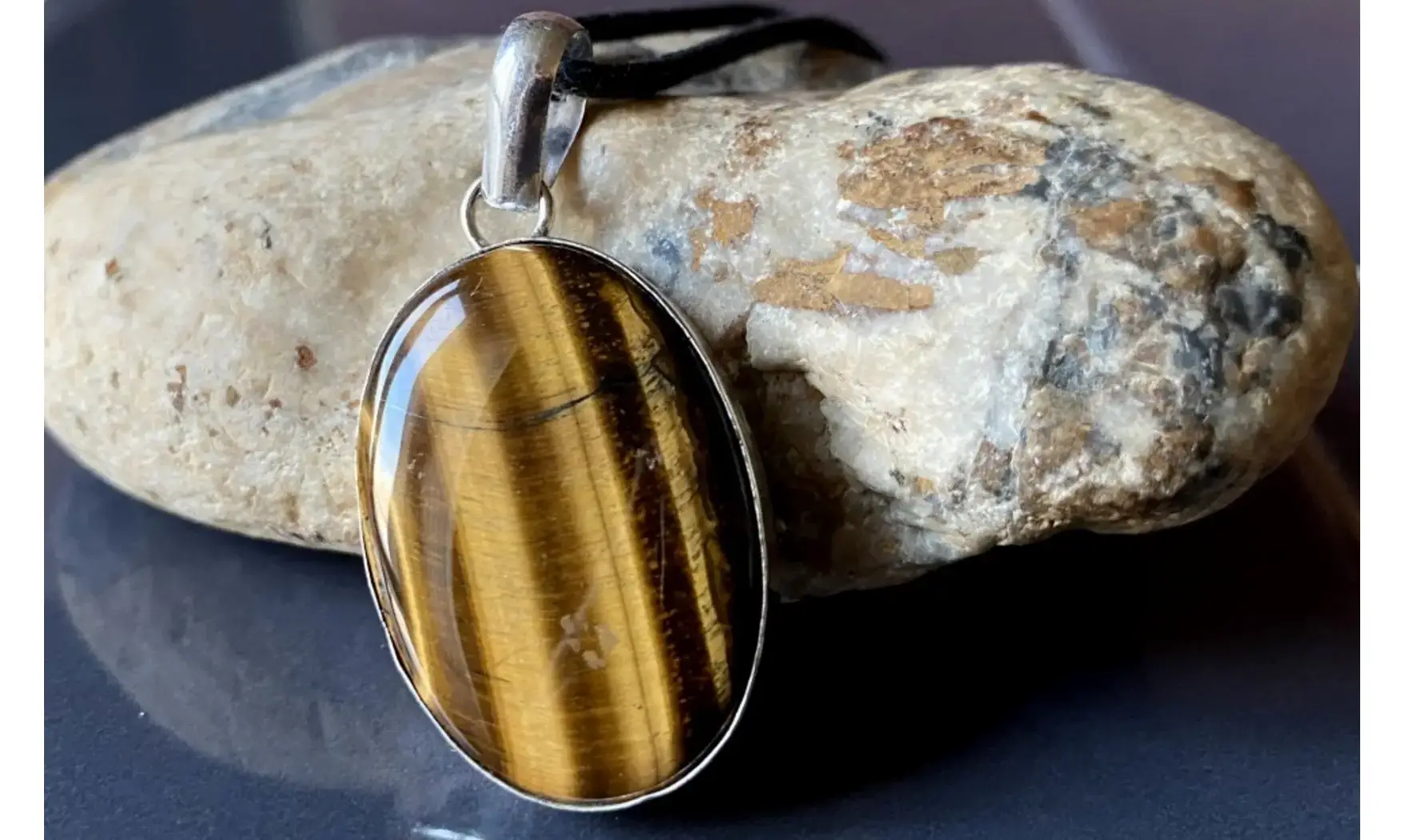 Oeil de Tigre 3 pendentif & Argent