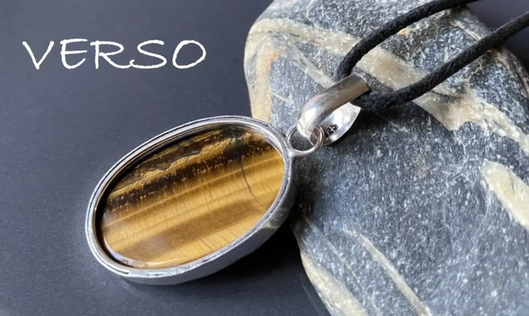 Oeil de Tigre 3 pendentif & Argent