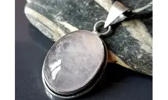 Quartz rose pierre pendentif Argent 1