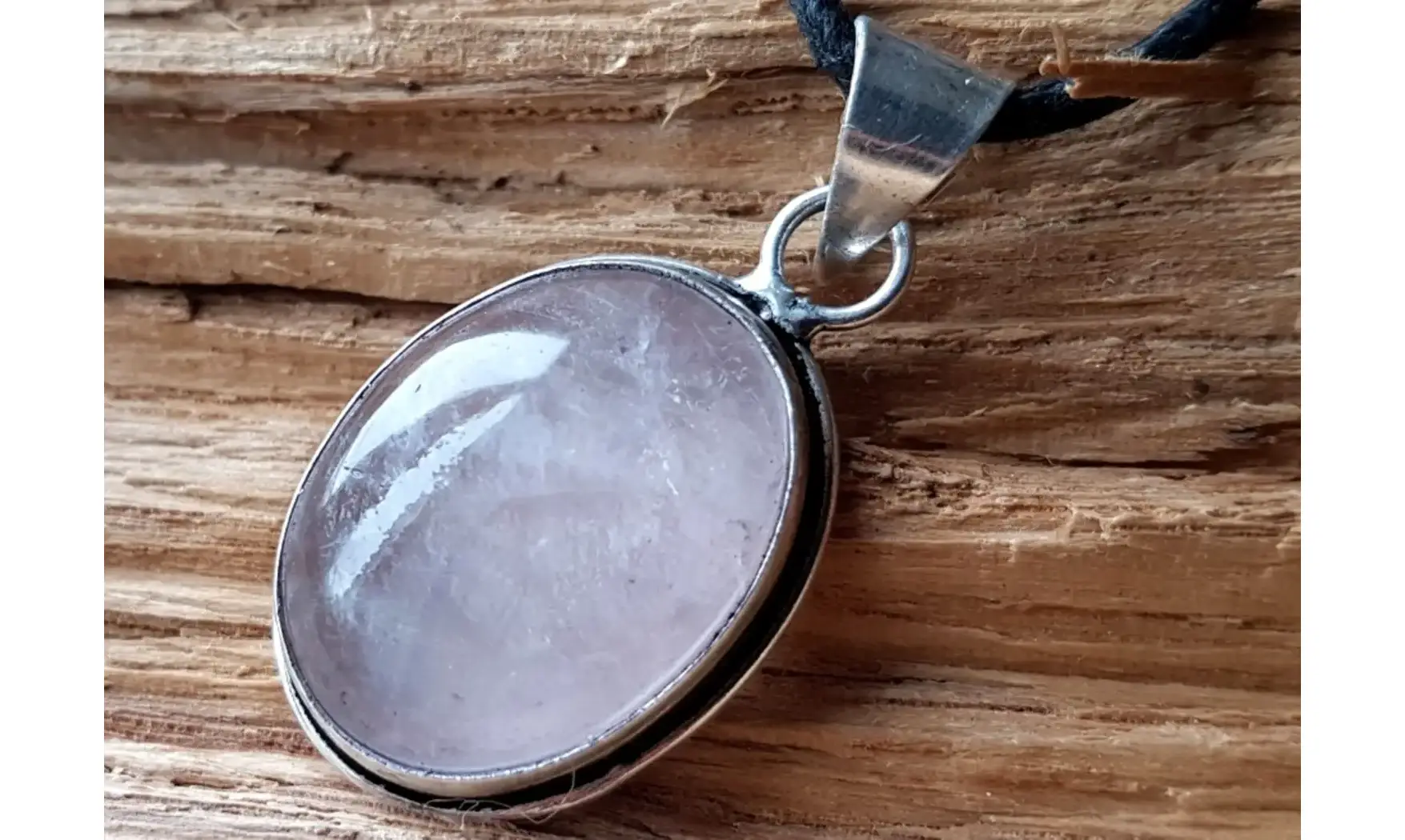 Quartz rose pierre pendentif Argent 1