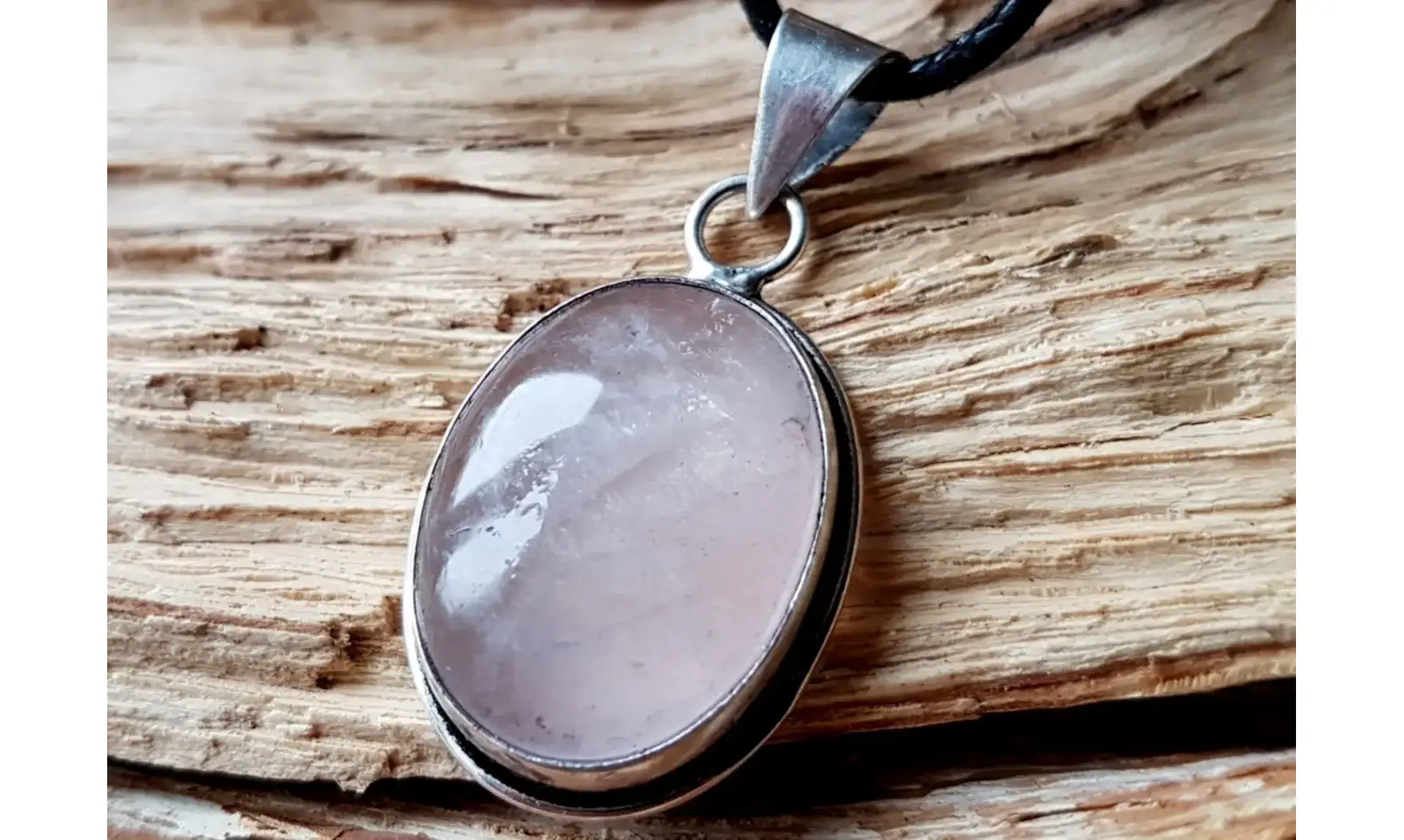 Quartz rose pierre pendentif Argent 1