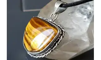 Oeil de Tigre 4 pendentif & Argent