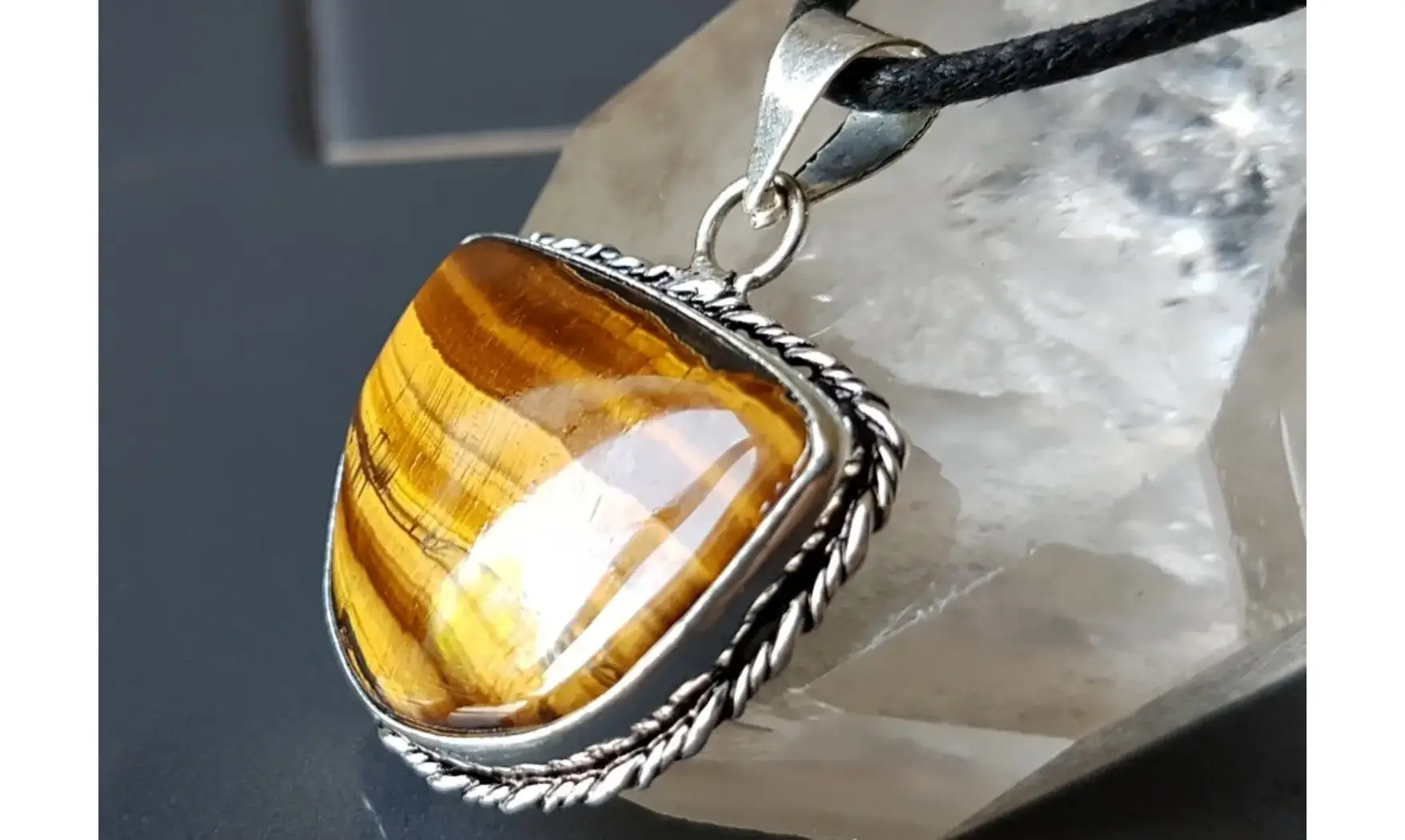 Oeil de Tigre 4 pendentif & Argent