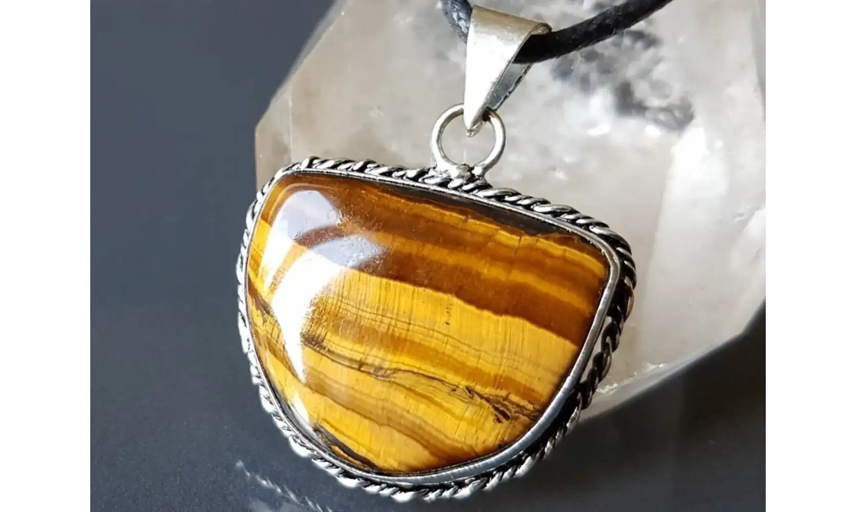 Oeil de Tigre 4 pendentif & Argent