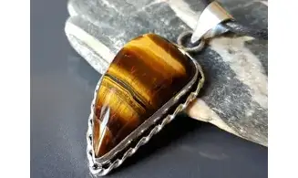 Tiger Eye 5 & 925 Silver plated pendant