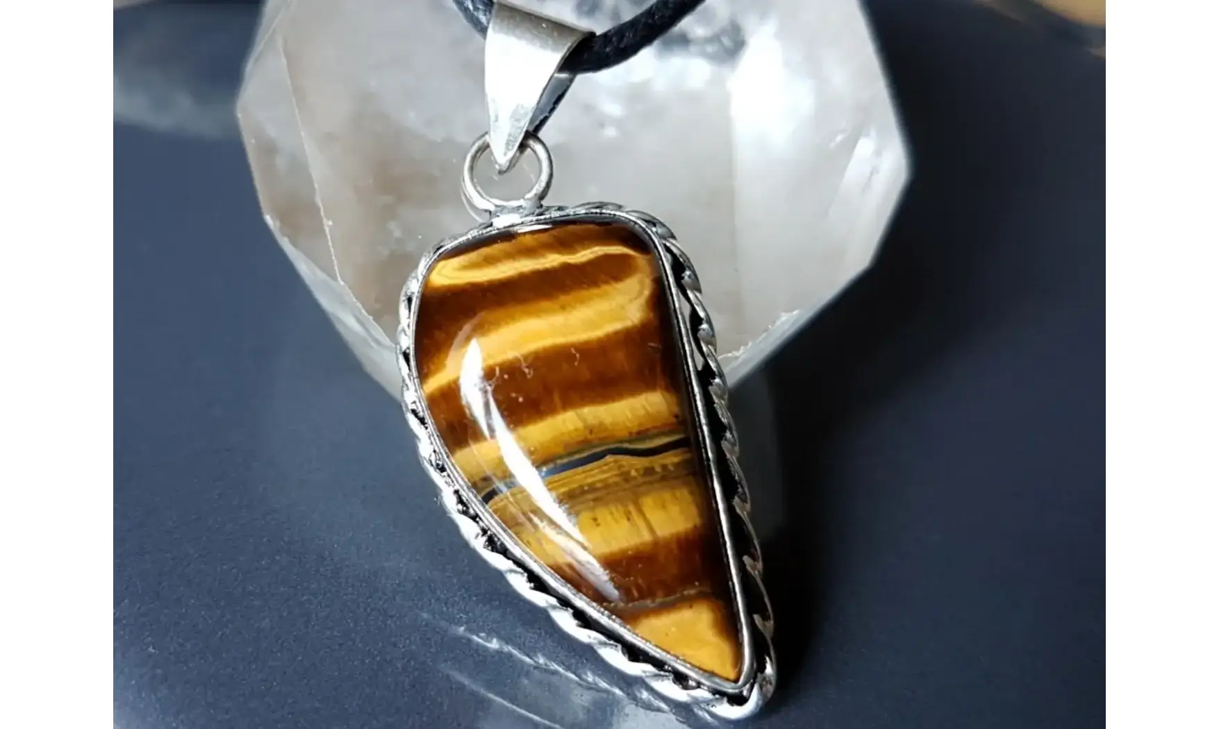 Oeil de Tigre 5 pendentif & Argent