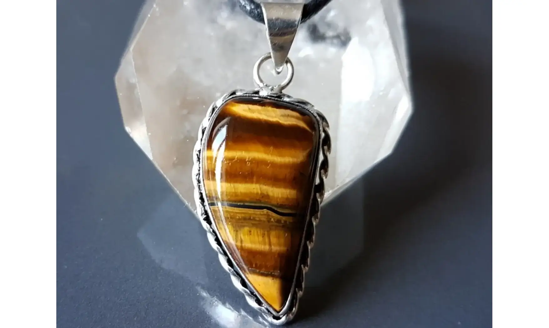 Oeil de Tigre 5 pendentif & Argent
