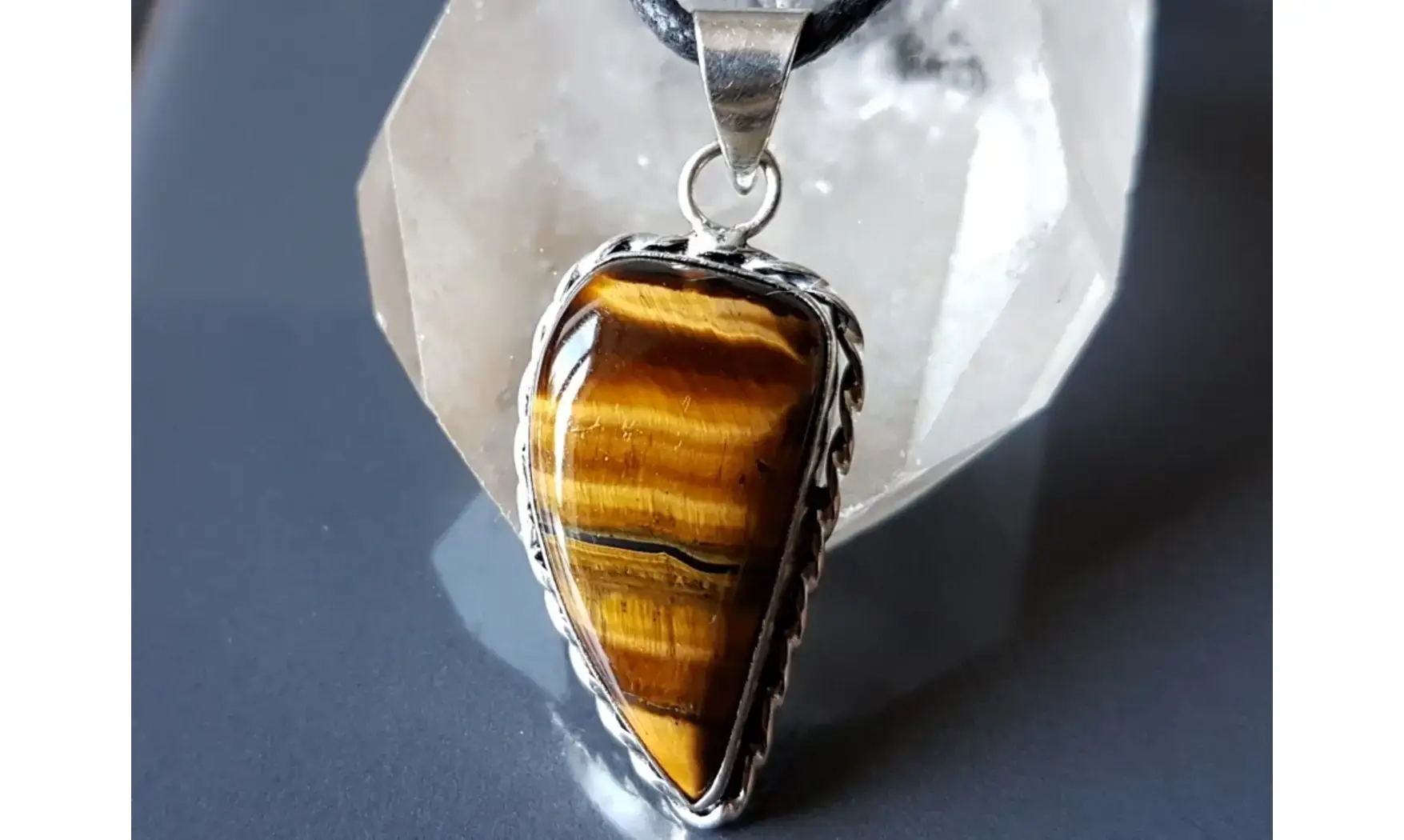 Oeil de Tigre 5 pendentif & Argent