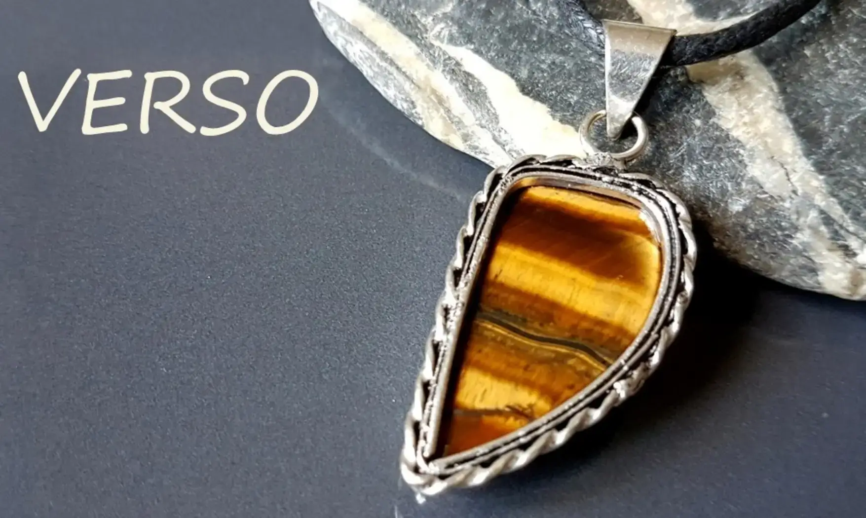 Oeil de Tigre 5 pendentif & Argent