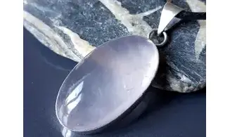 Quartz rose pierre pendentif Argent 5