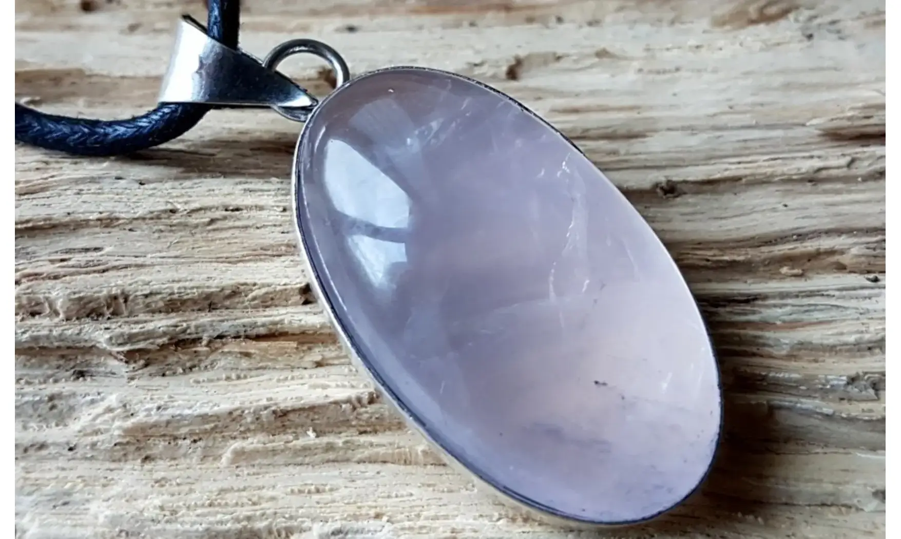 Quartz rose pierre pendentif Argent 5
