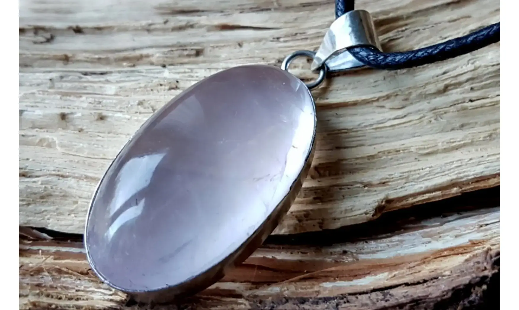 Quartz rose pierre pendentif Argent 5