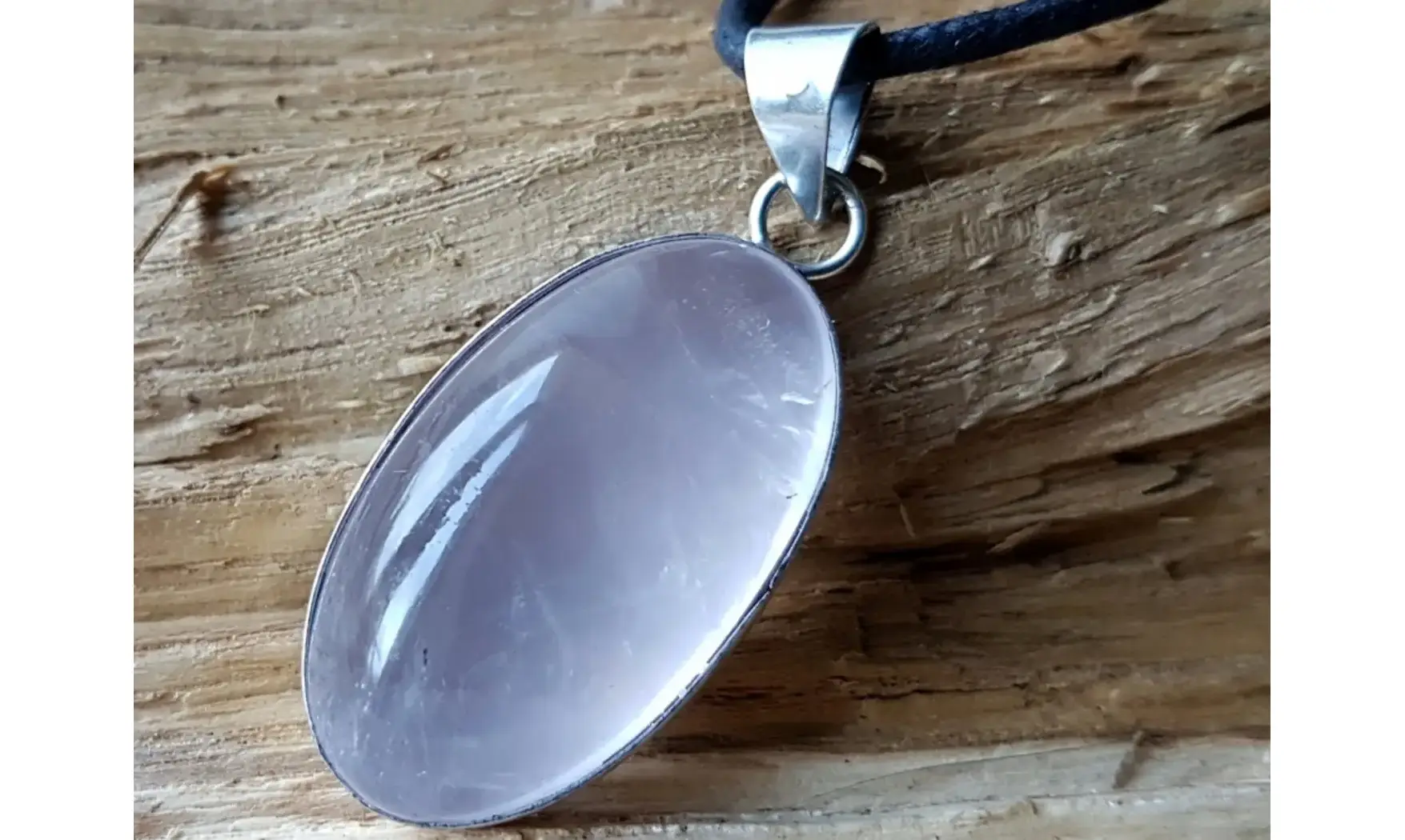 Quartz rose pierre pendentif Argent 5