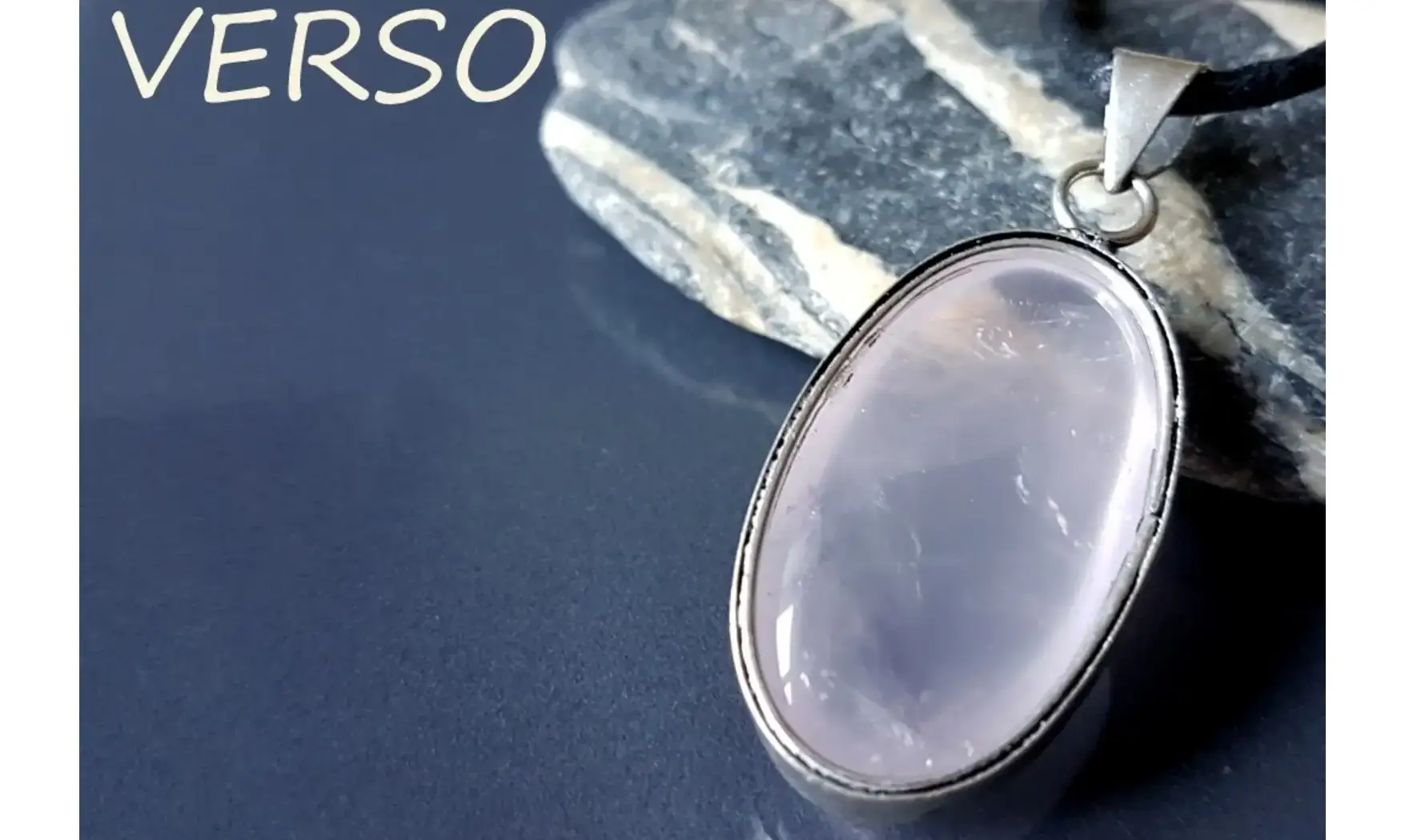 Quartz rose pierre pendentif Argent 5