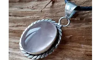 Quartz rose pierre pendentif Argent 7