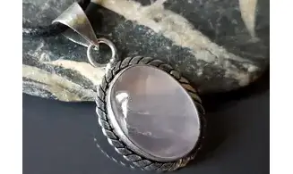 Quartz rose pierre pendentif Argent 7