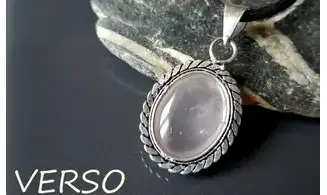 Quartz rose pierre pendentif Argent 7