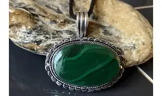 Malachite 4 & 925 Silver plated pendant