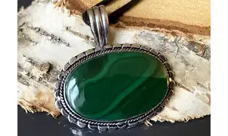 Malachite 4 & 925 Silver plated pendant