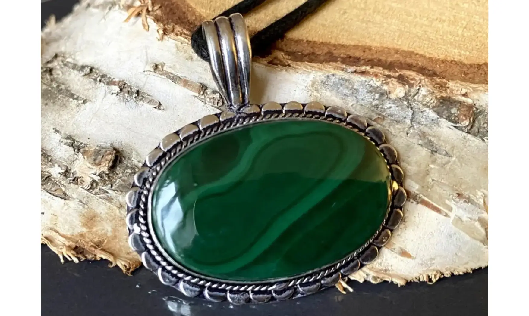 Malachite 4 & 925 Silver plated pendant