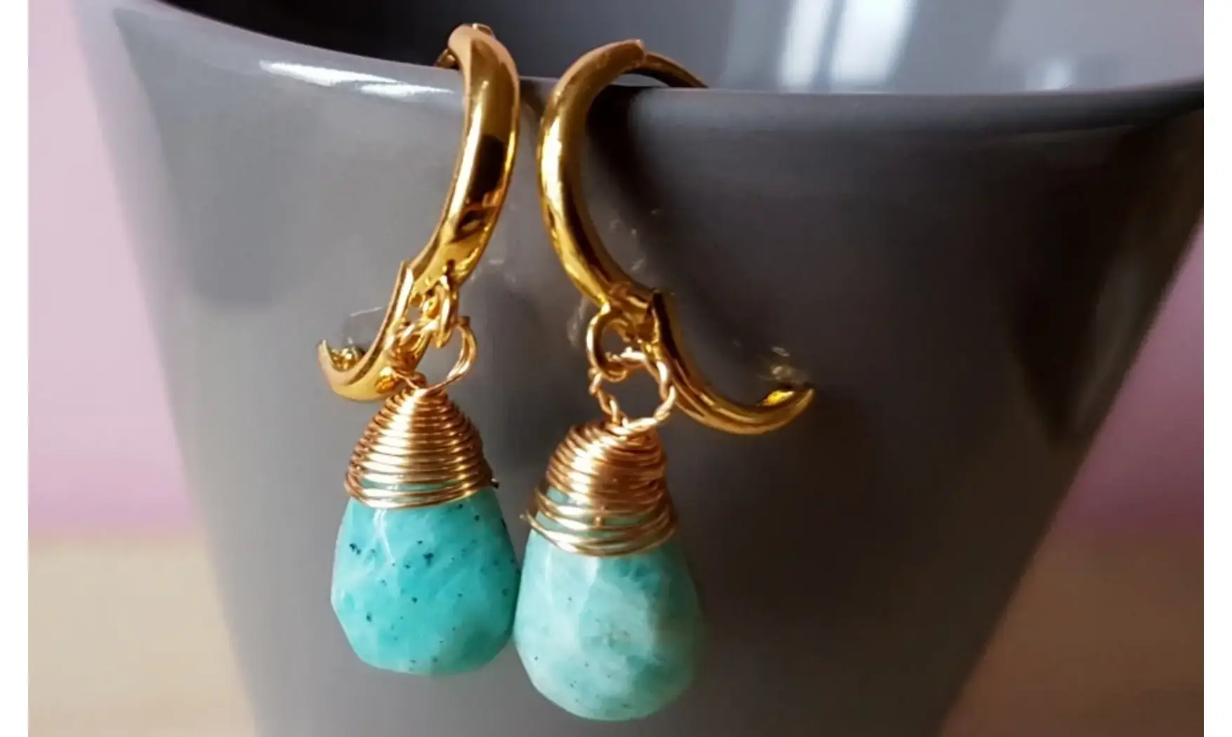 Amazonite Earrings Teardrop