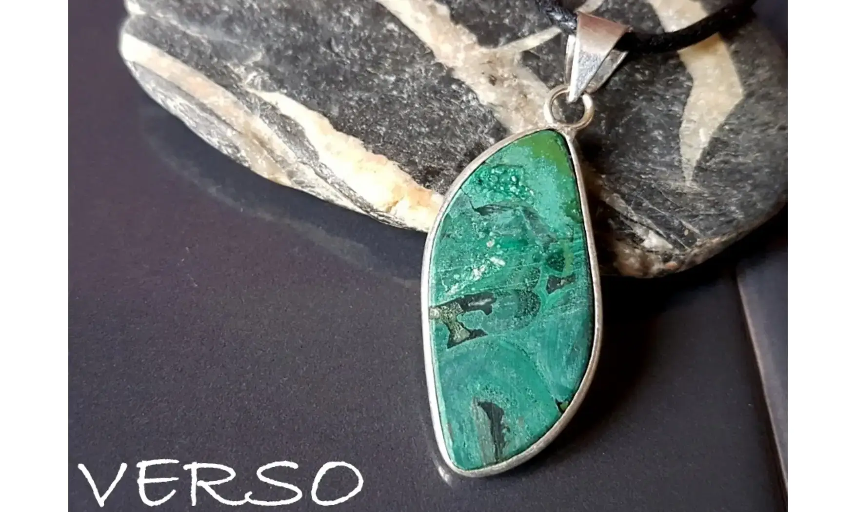 Malachite 5 & 925 Silver plated pendant