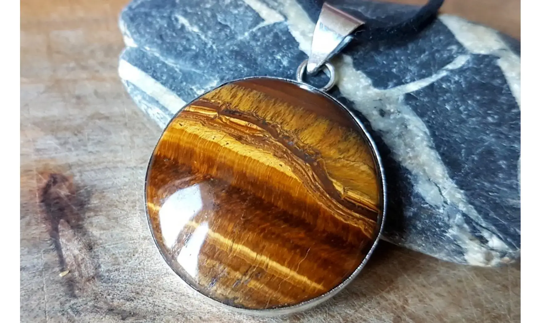 Oeil de Tigre 6 pendentif & Argent