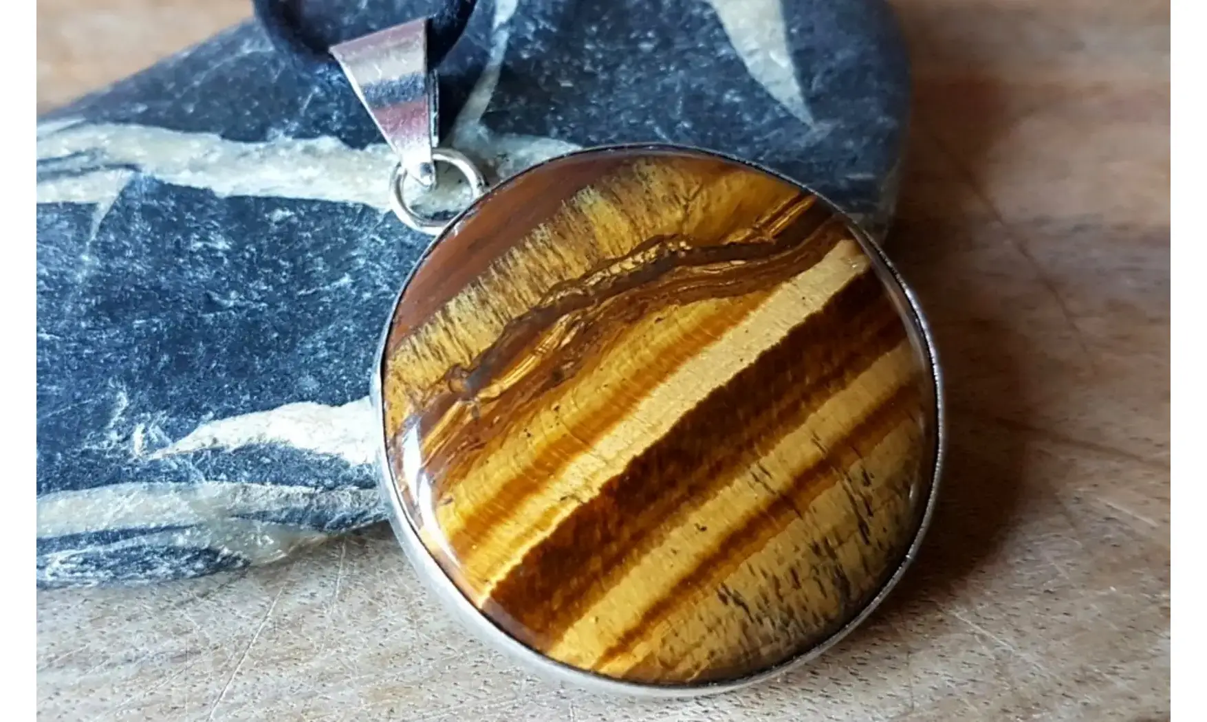 Oeil de Tigre 6 pendentif & Argent