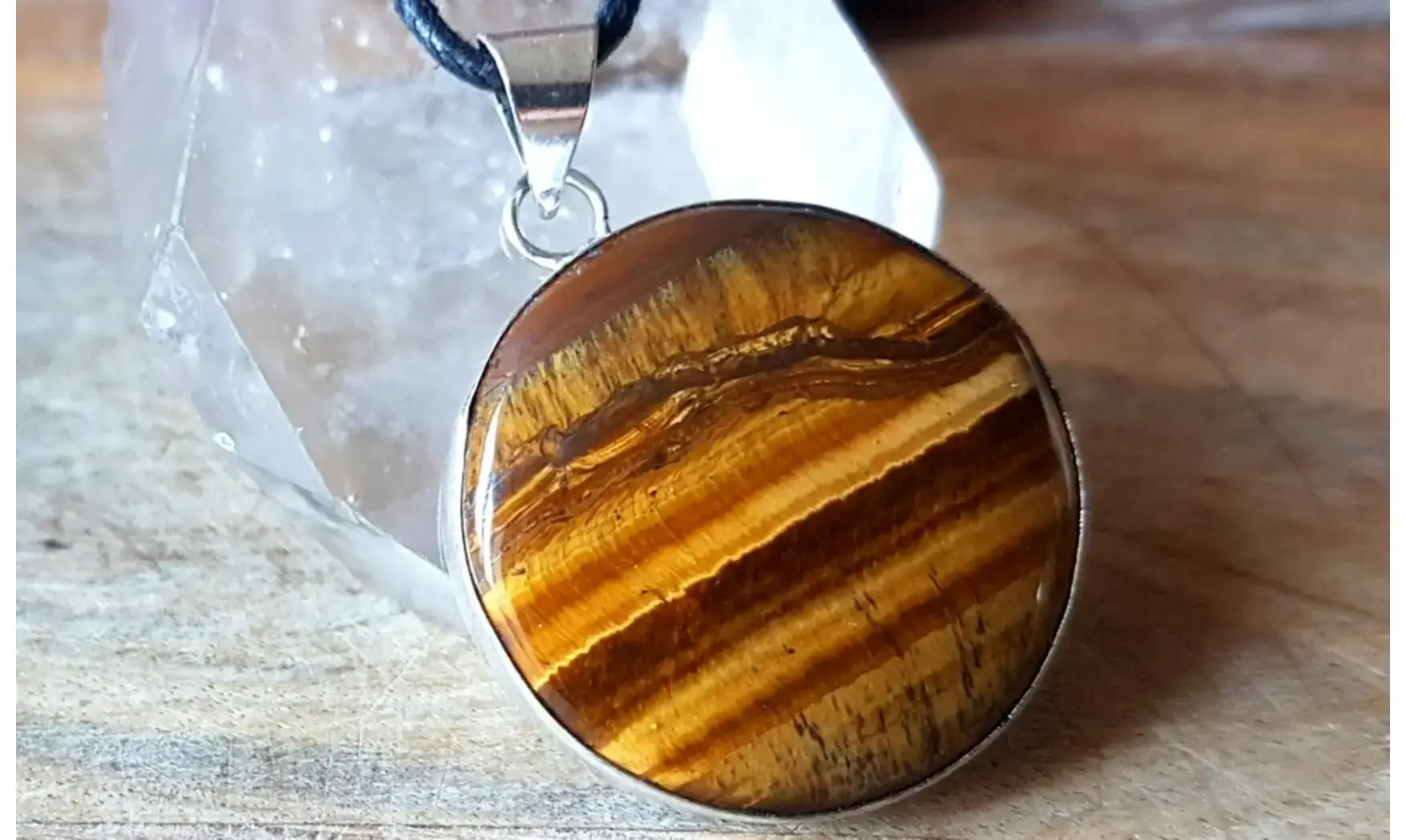 Oeil de Tigre 6 pendentif & Argent