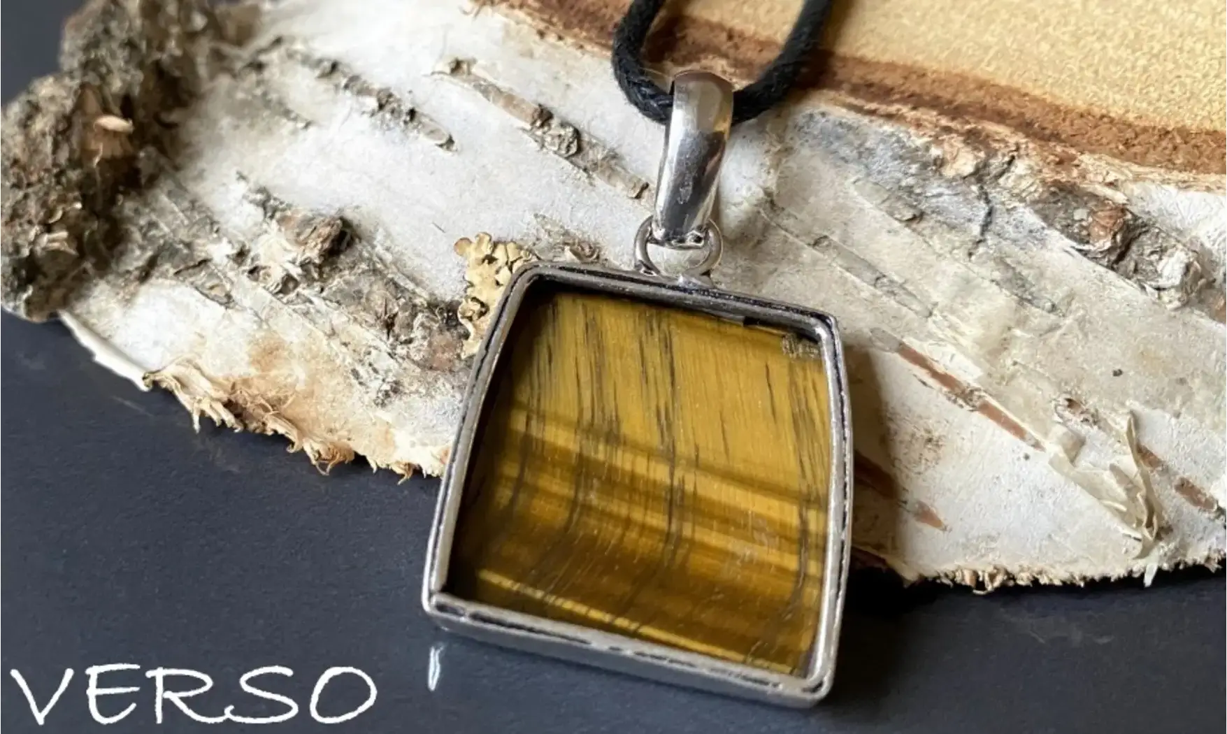 Oeil de Tigre 7 pendentif & Argent