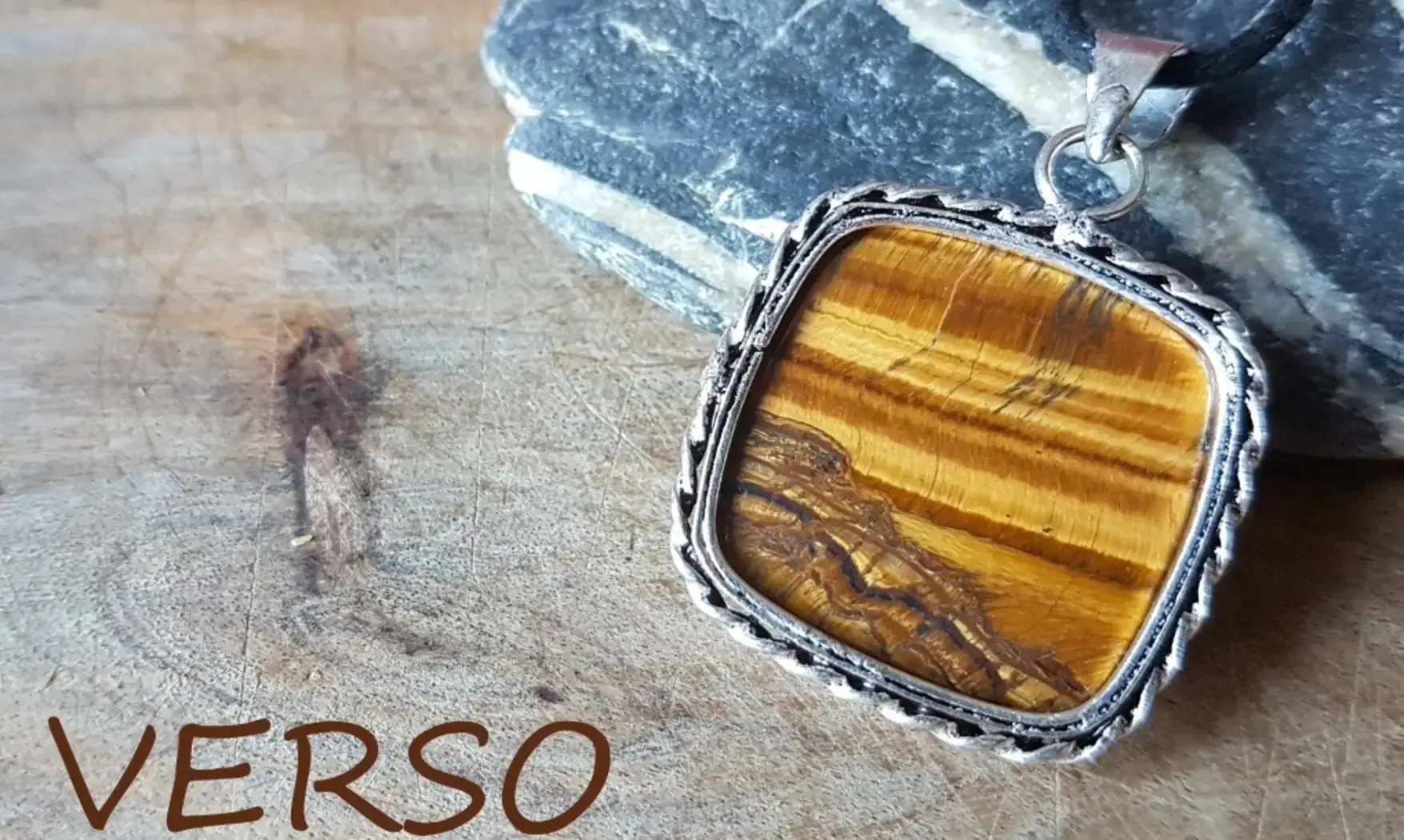 Oeil de Tigre 8 pendentif & Argent