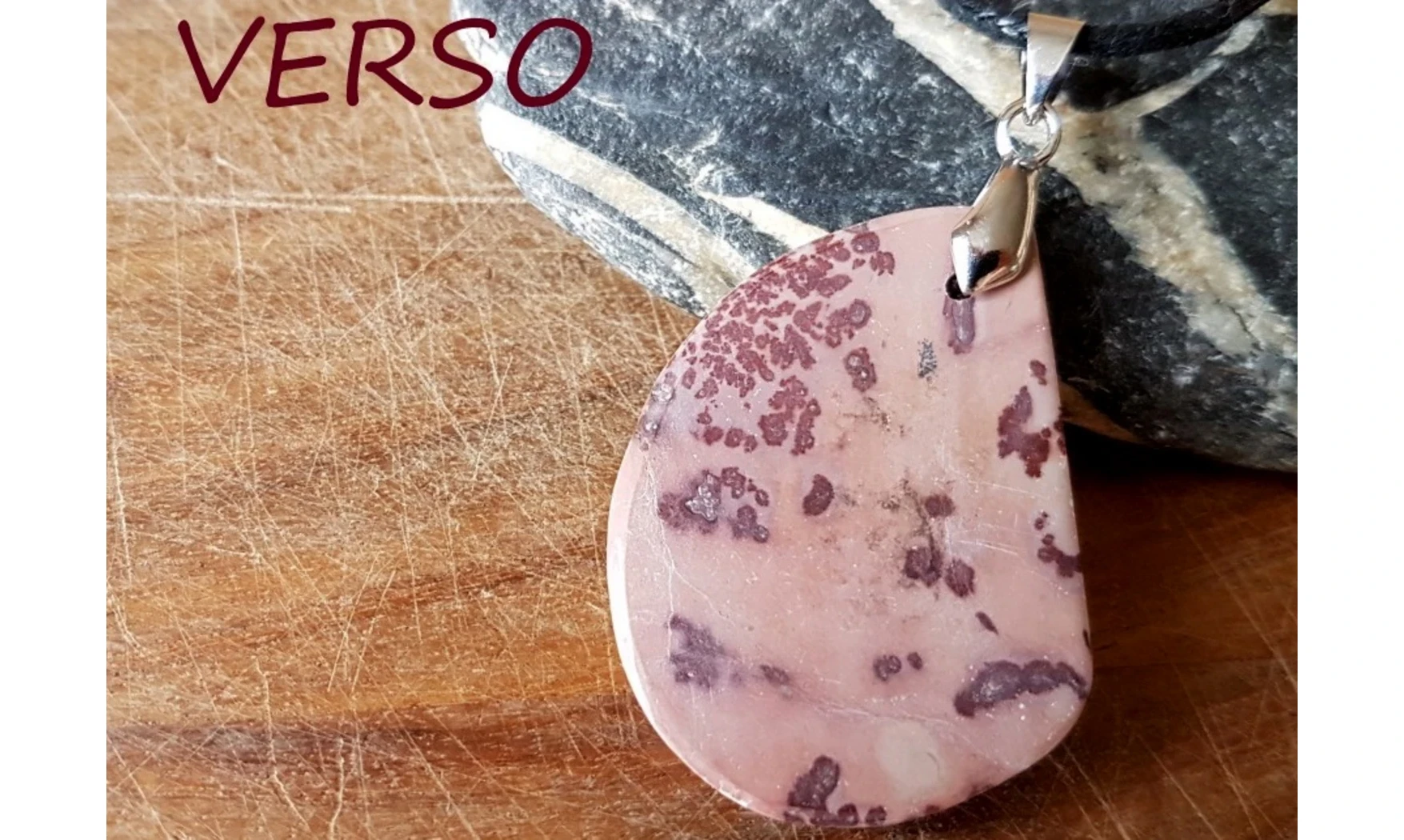 Jaspe dendrite Galet pendentif